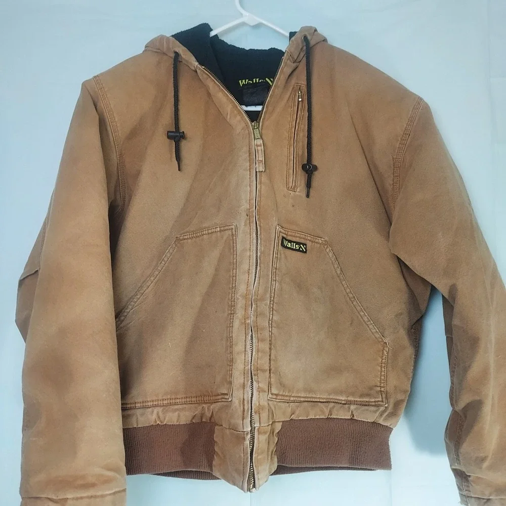 Walls Insulated Workwear Jacket Mens Tan Brown Canvas Duck Active Coat Hooded LT